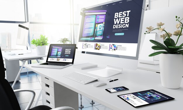 office responsive devices design website 3d rendering 72104 3783